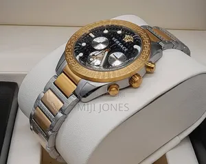 Photo - Versace Two Tone Chain BLACK Dial Chrono Watch