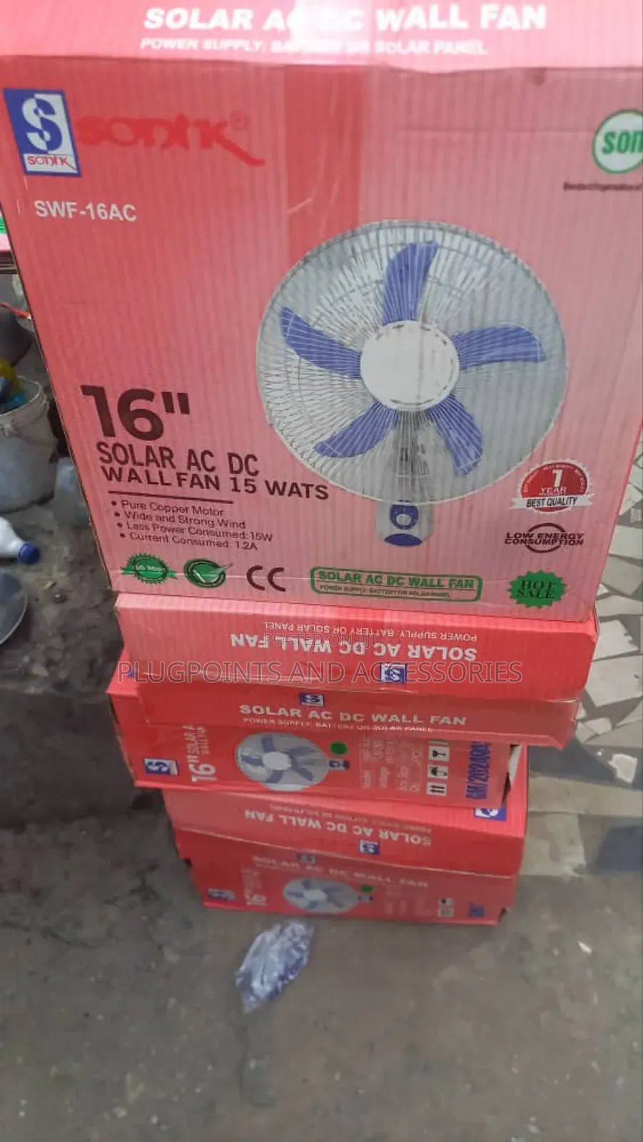 Sonik Solar Wall Fan 16" Ac /Dc