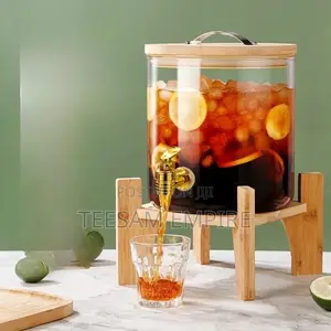 High Temperature Resistant Glass Beverage Barrel With Faucet