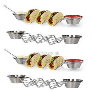 Stainless Steel Taco Holder With Salad Cups,