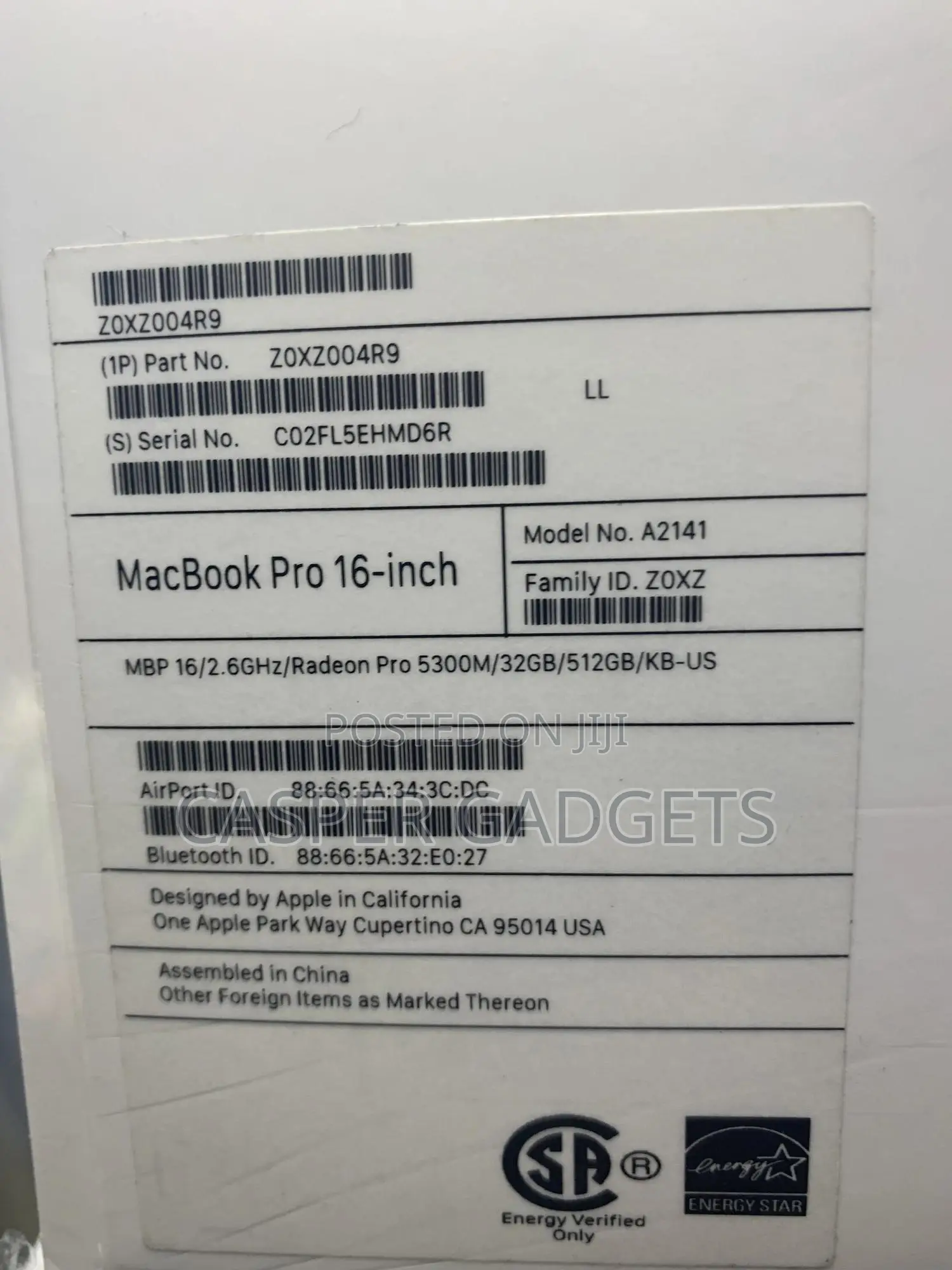 New Laptop Apple MacBook Pro 2019 32GB Intel Core I7 SSD 512GB