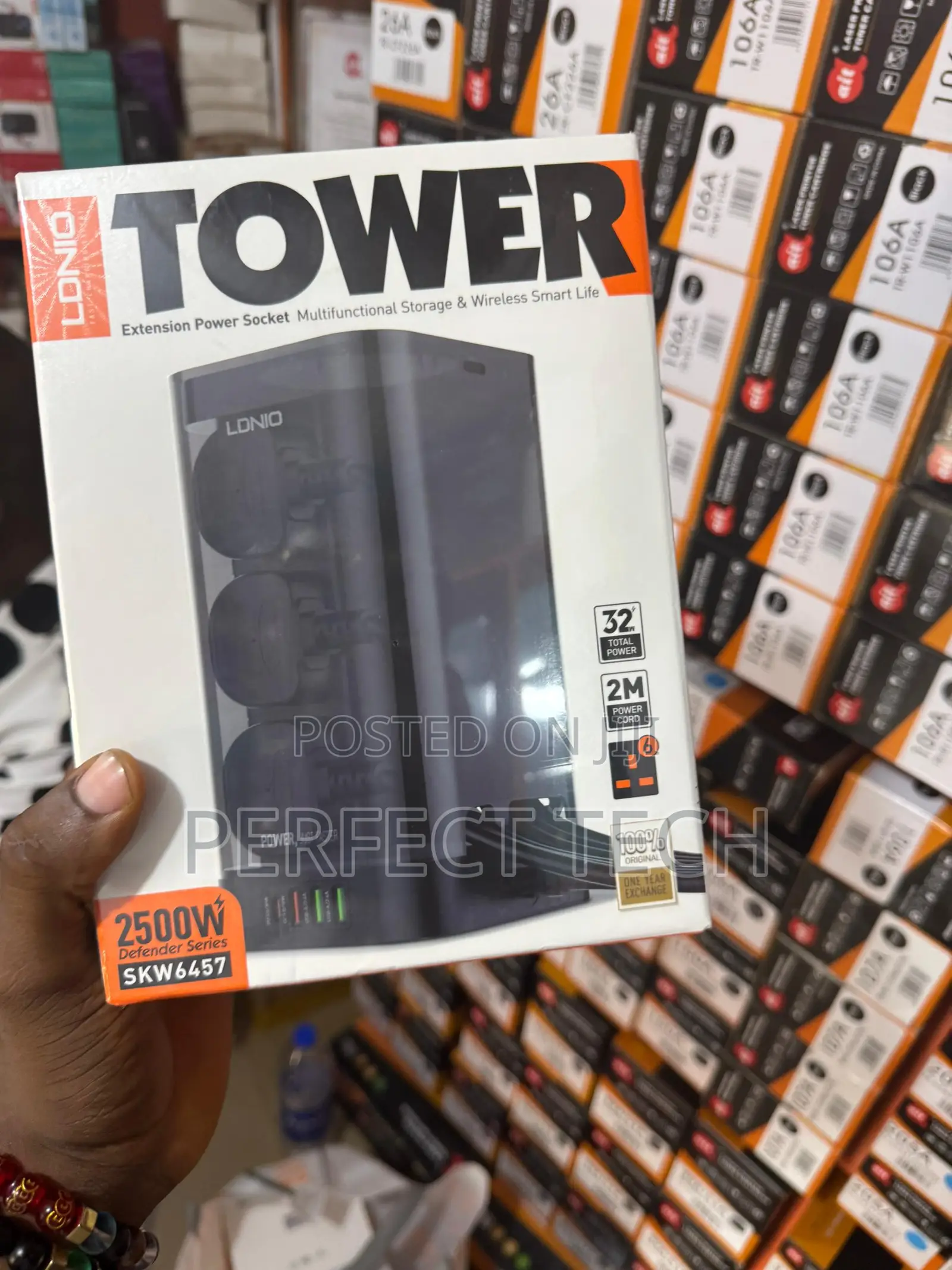 LDNIO 6 Outlet AC Tower Extension Power Socket