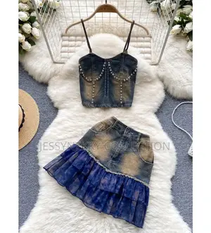 Quality Female Denim Skirt and Top Set