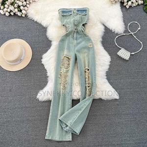 Quality Female Ripped Denim Jumpsuit