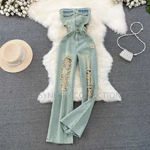 Quality Female Ripped Denim Jumpsuit