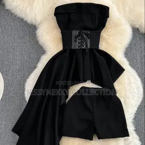 Quality Female Black Short, Tube Top and Belt