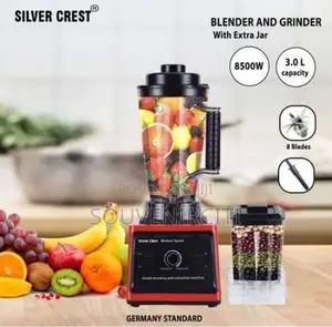 8,000W (3L Jar) High Quality Silver Crest Blender Two Cups