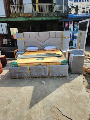 5ft Tall Designed Bed Frame With Mirror and Cupboards