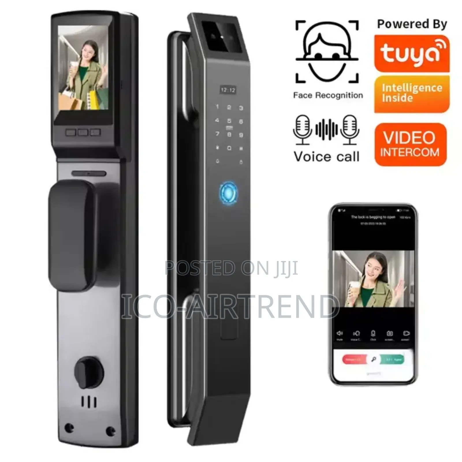 Smart Face Recognition Lock, Tuya Wi-Fi App, Fingerprint
