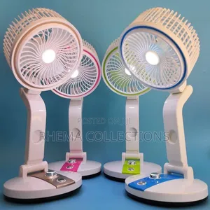 L-R Foldable Rechargeable Table Fan With LED Light