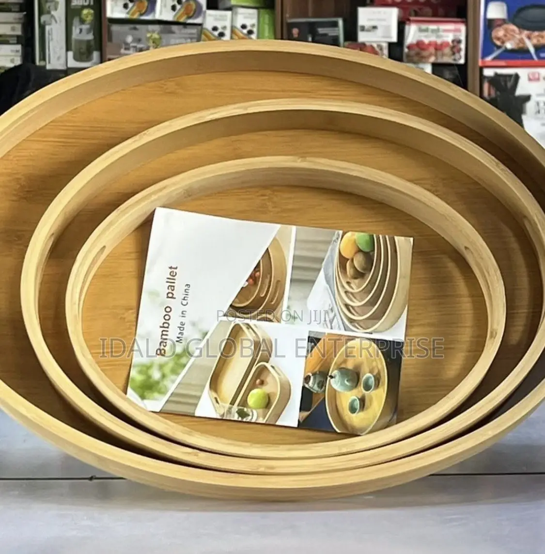 3pcs Oval Wooden Tray