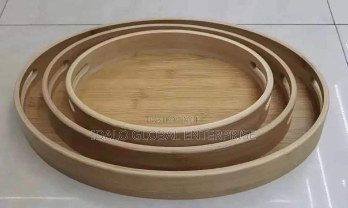 3pcs Oval Wooden Tray