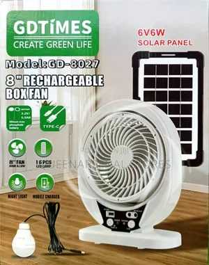 8" Rechargeable Fan With Bulb