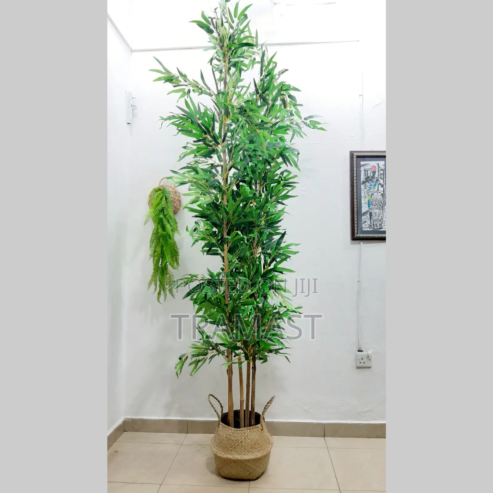 Artificial Bamboo Plants With Wicker Basket