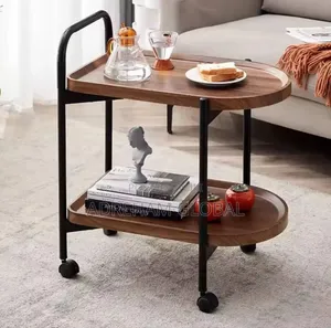 Nordic Style 2 Layer Removable Coffee Table Cart With Wheels
