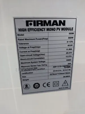 Firmam Solar Panel 550watt Half Cute