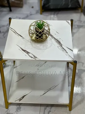Wooden Side Table With Metal Frame