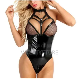 Leather Mesh Zipper Erotic Sensual Lingerie