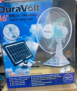 16inches Duravolt Table Rechargeable Fan With Solar Panel