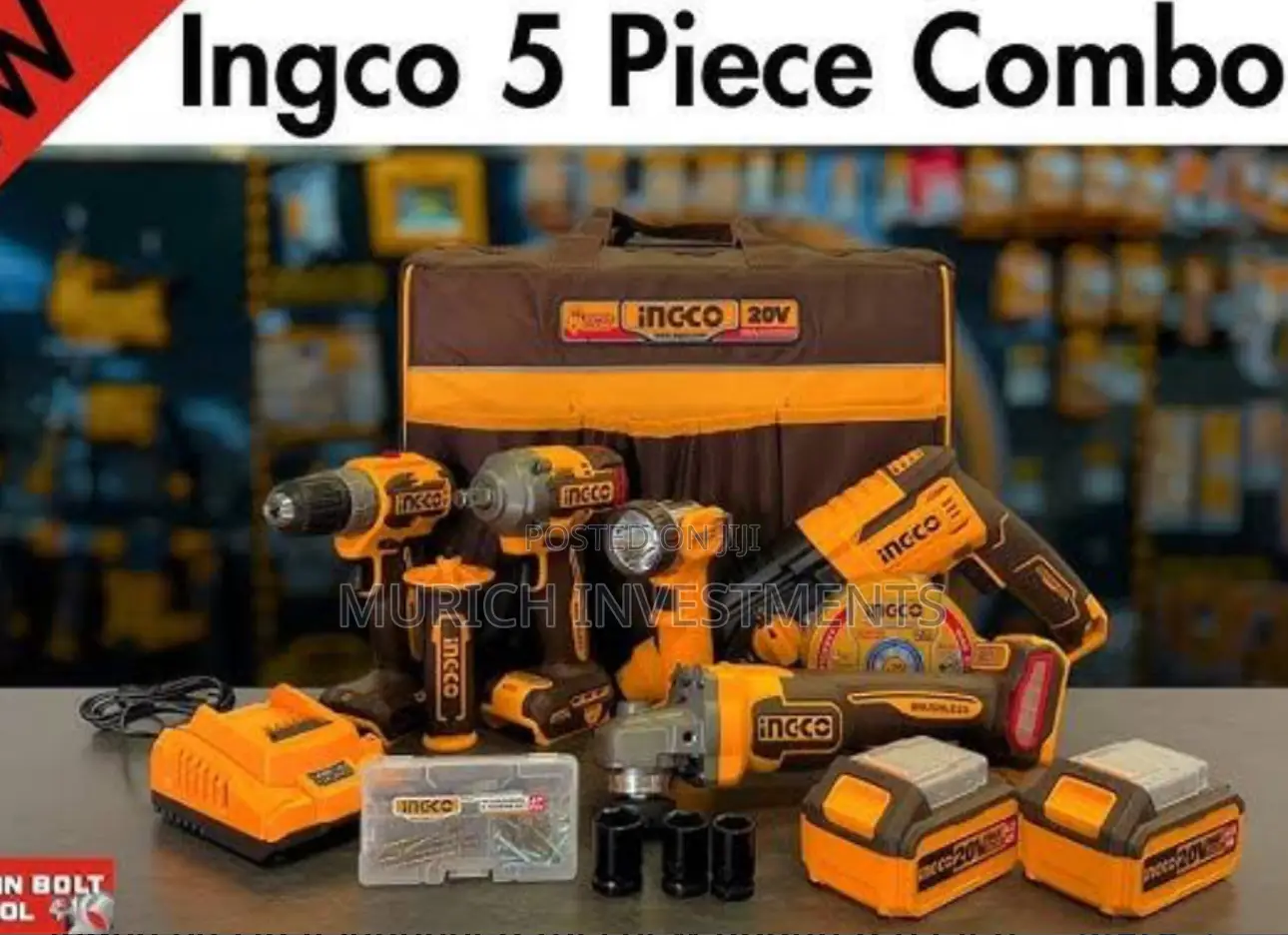 Ingco 20V 5 PCS Cordless Industrial Combo Kit