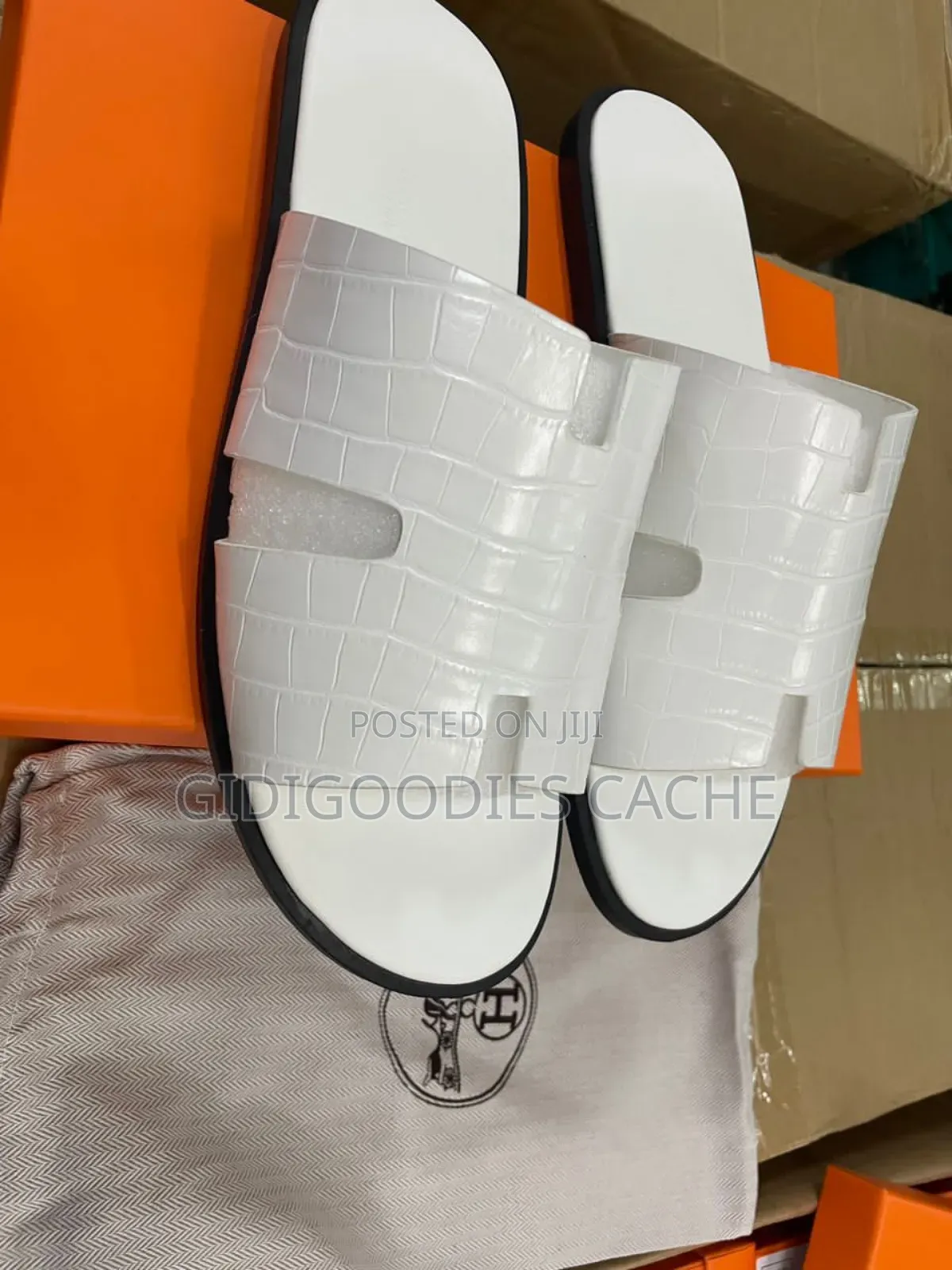 Hermes Slippers Black/Brown/White