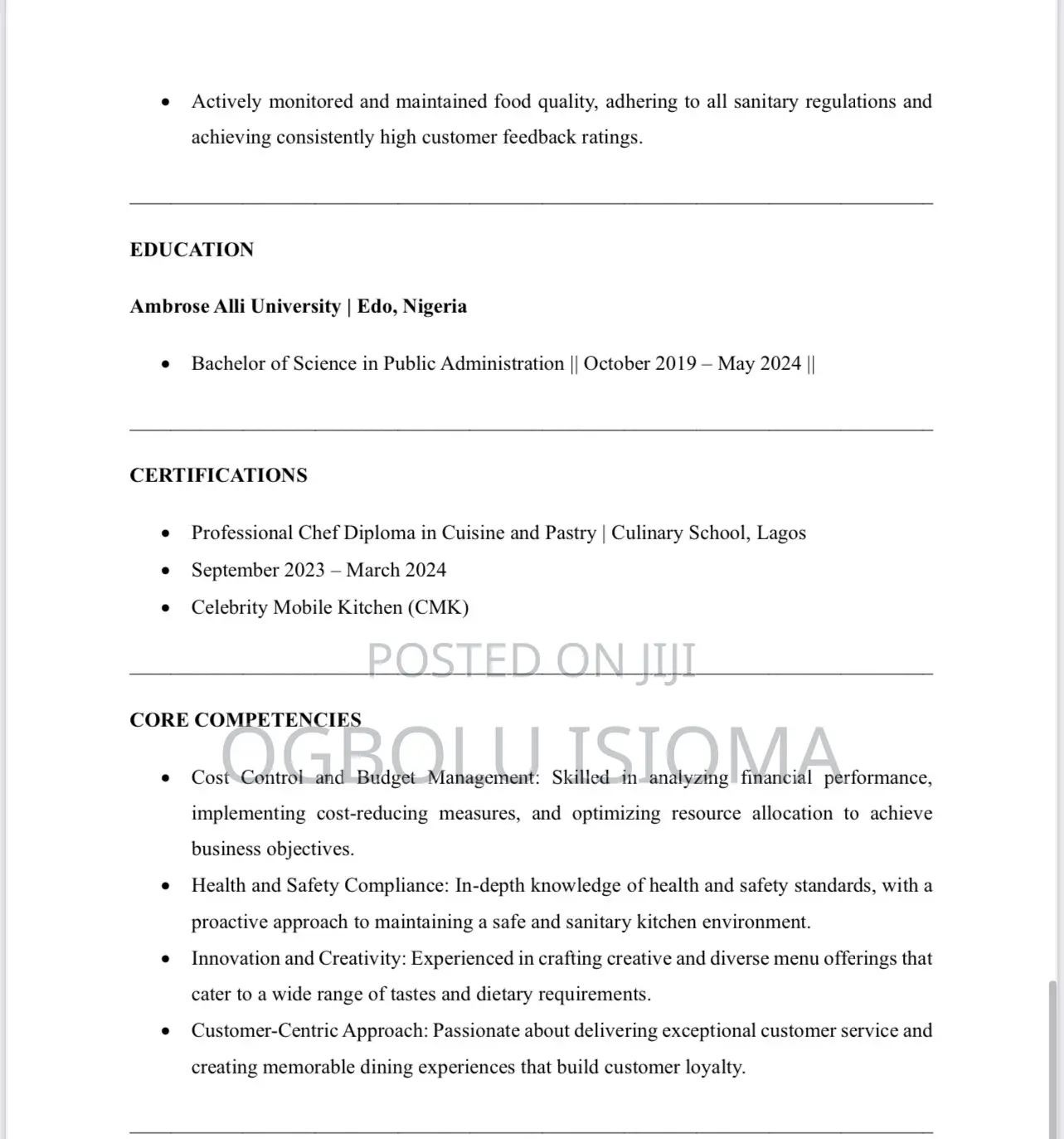 Professional Chef in Cuisine and Pastry