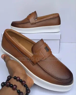 Men's Black and Brown White Sole Leather Shoe