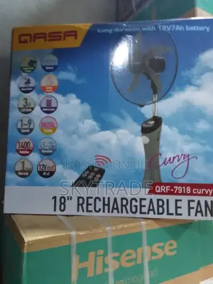 Gray Color QASA 18inch Rechargeable Fan With LED Light