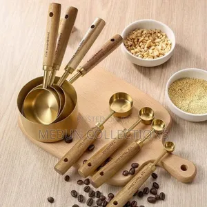 8pcs Gold-Plated Stainless Steel Measuring Cup/Spoon
