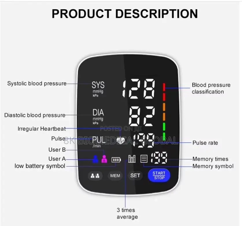 Digital Blood Monitor Pressure With LED Curved Screen BP - 8K ...