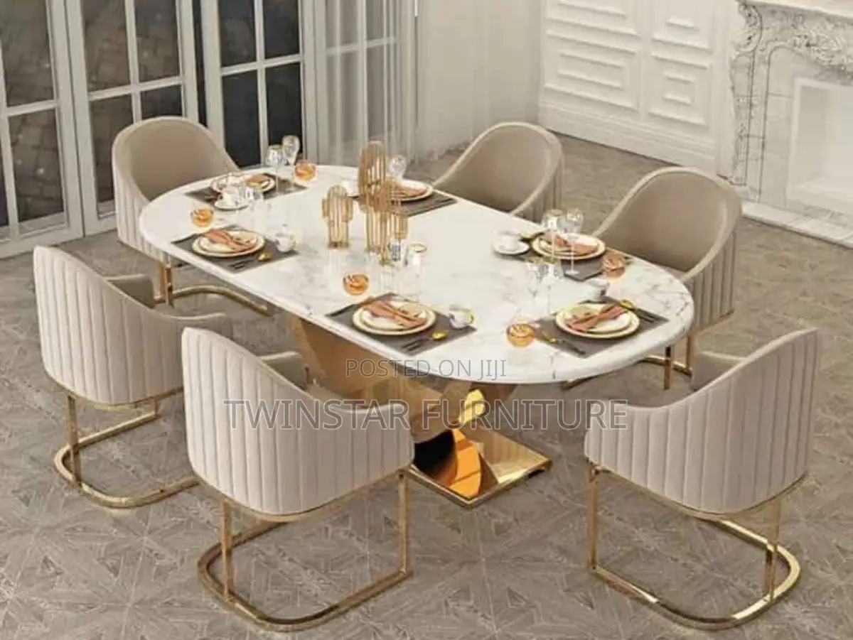 New Modern Luxury Marble Top Dinning Table Set