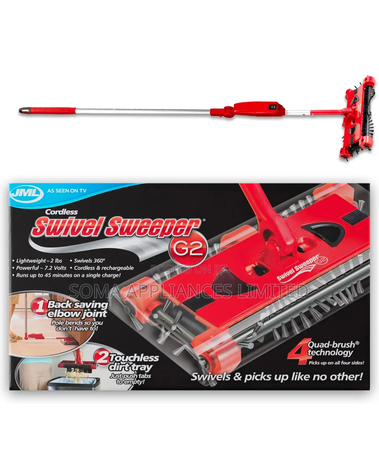 JML Swivel Battery-powered Lightweight Floor Sweeper