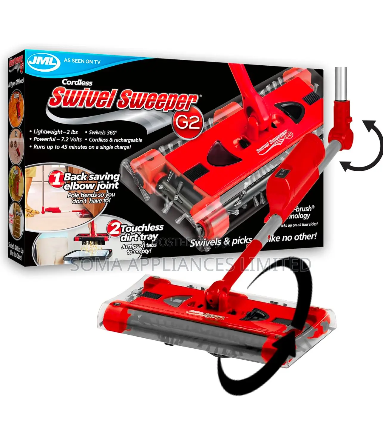 JML Swivel Battery-powered Lightweight Floor Sweeper