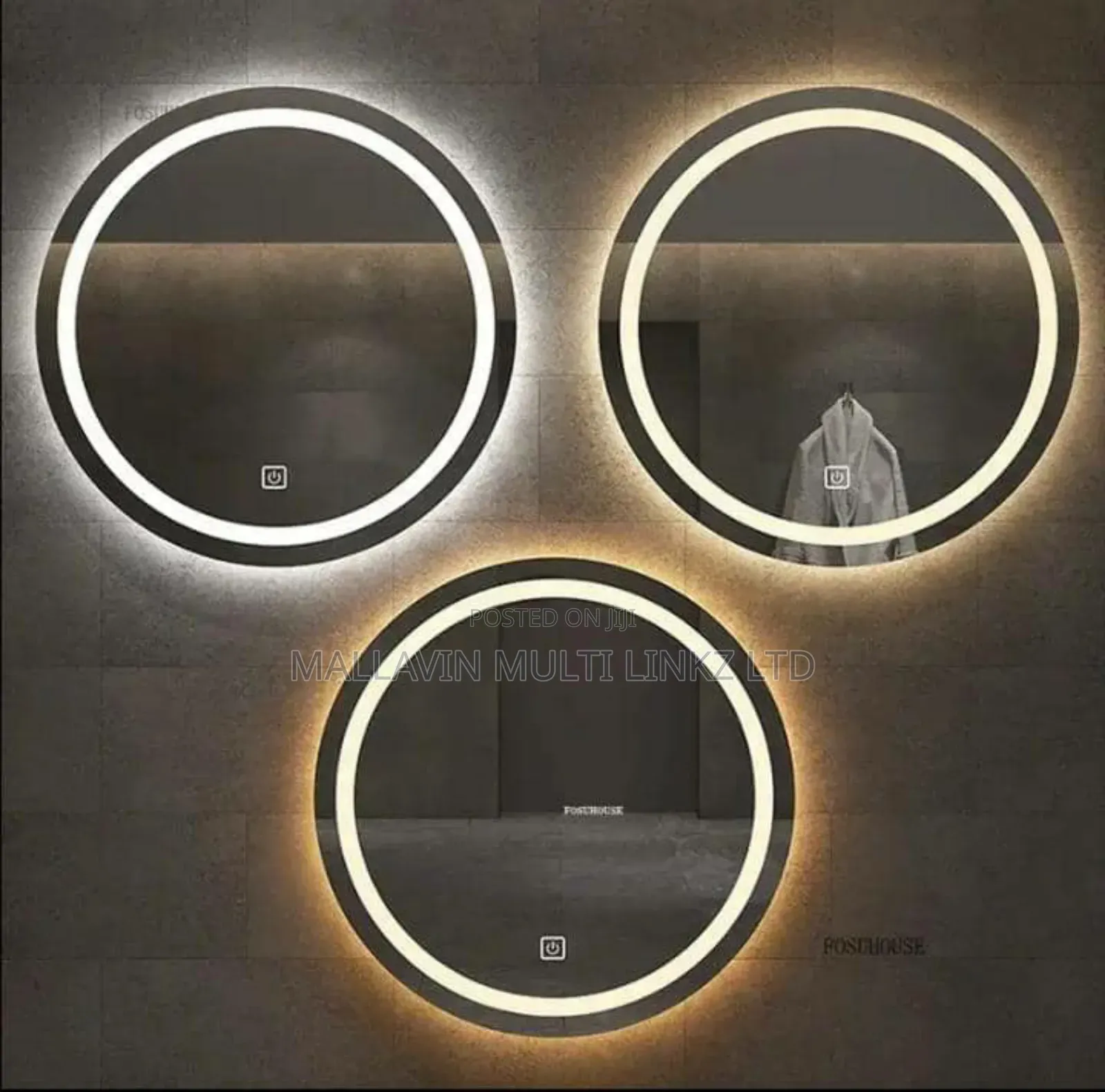 Home Bathroom Mirror LED Round Smart Vanity Makeup Mirrors