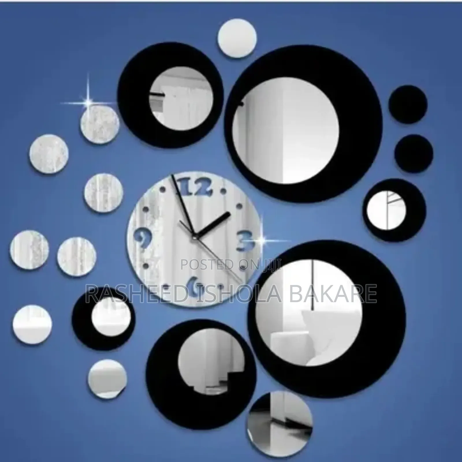 Black Colour 3D DIY Adhesive Luxury Wall Clock