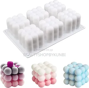 Photo - 3D Bubble Candle Molds - 6 Cavity Bubble Cube Silicone