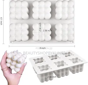 3D Bubble Candle Molds - 6 Cavity Bubble Cube Silicone