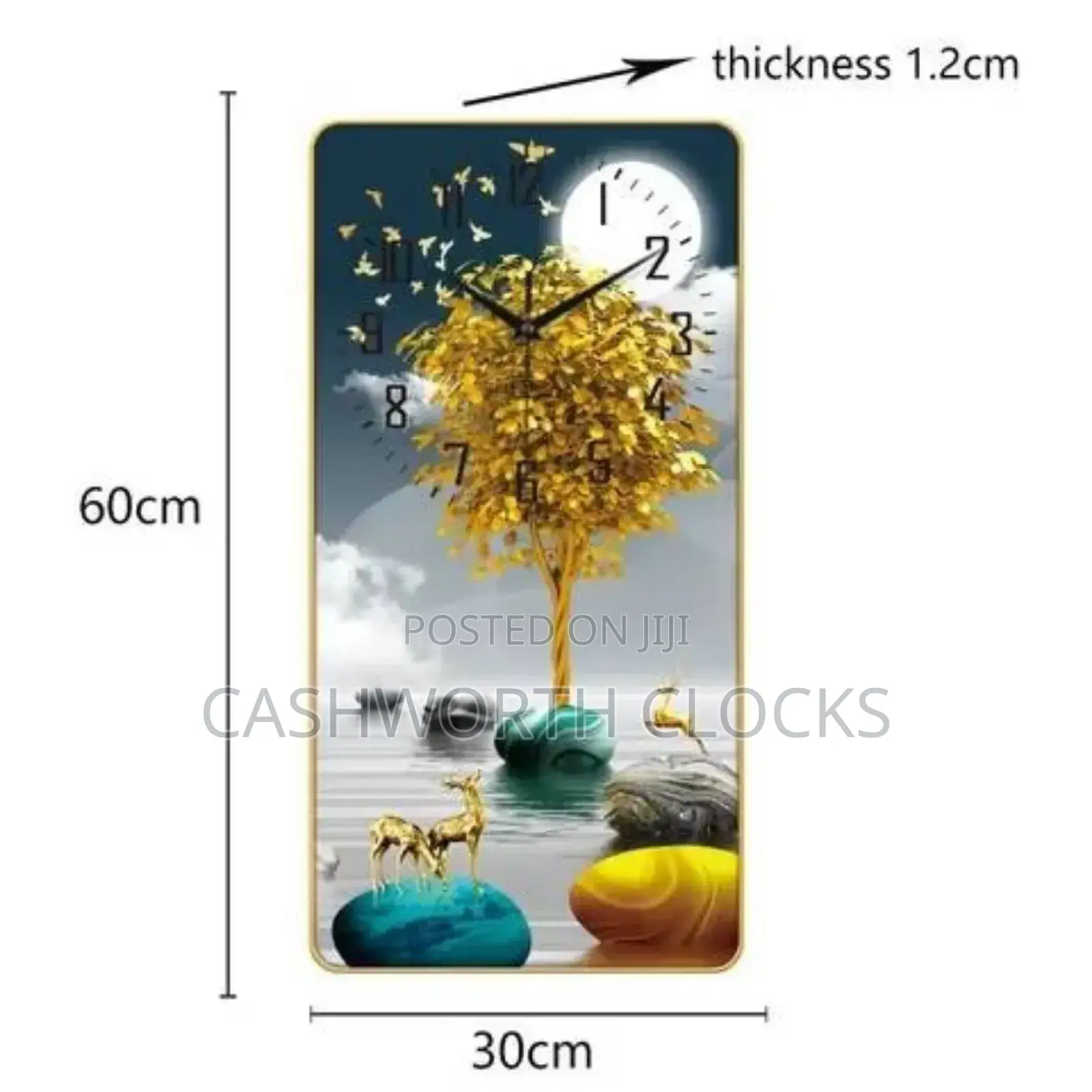60x30cm Rectangular Decorative Luxury Wall Clock