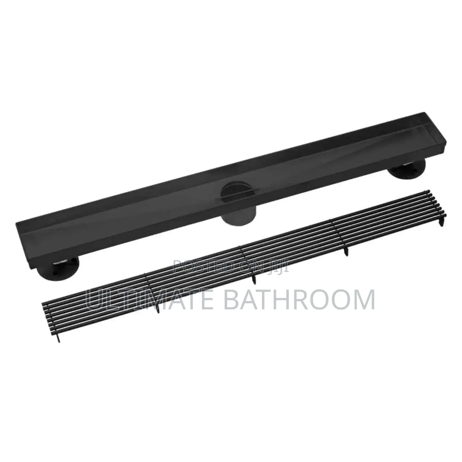 600mm Black Grill Bathroom Drain With 2" Down Outflow