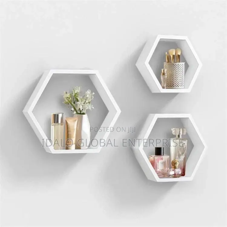Hexagonal Decorative Floating Wall Shelf - 3pcs