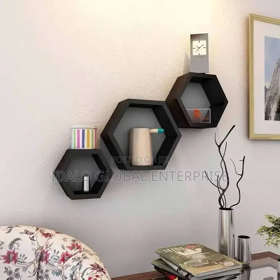 Hexagonal Decorative Floating Wall Shelf - 3pcs