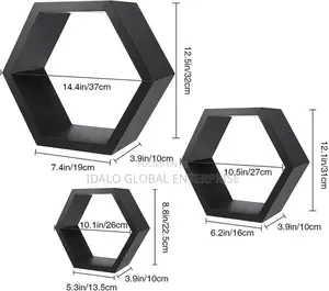 Hexagonal Decorative Floating Wall Shelf - 3pcs