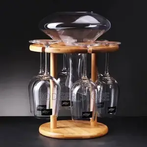 Wooden Wine Bottle Rack and Wine Glass Holders 