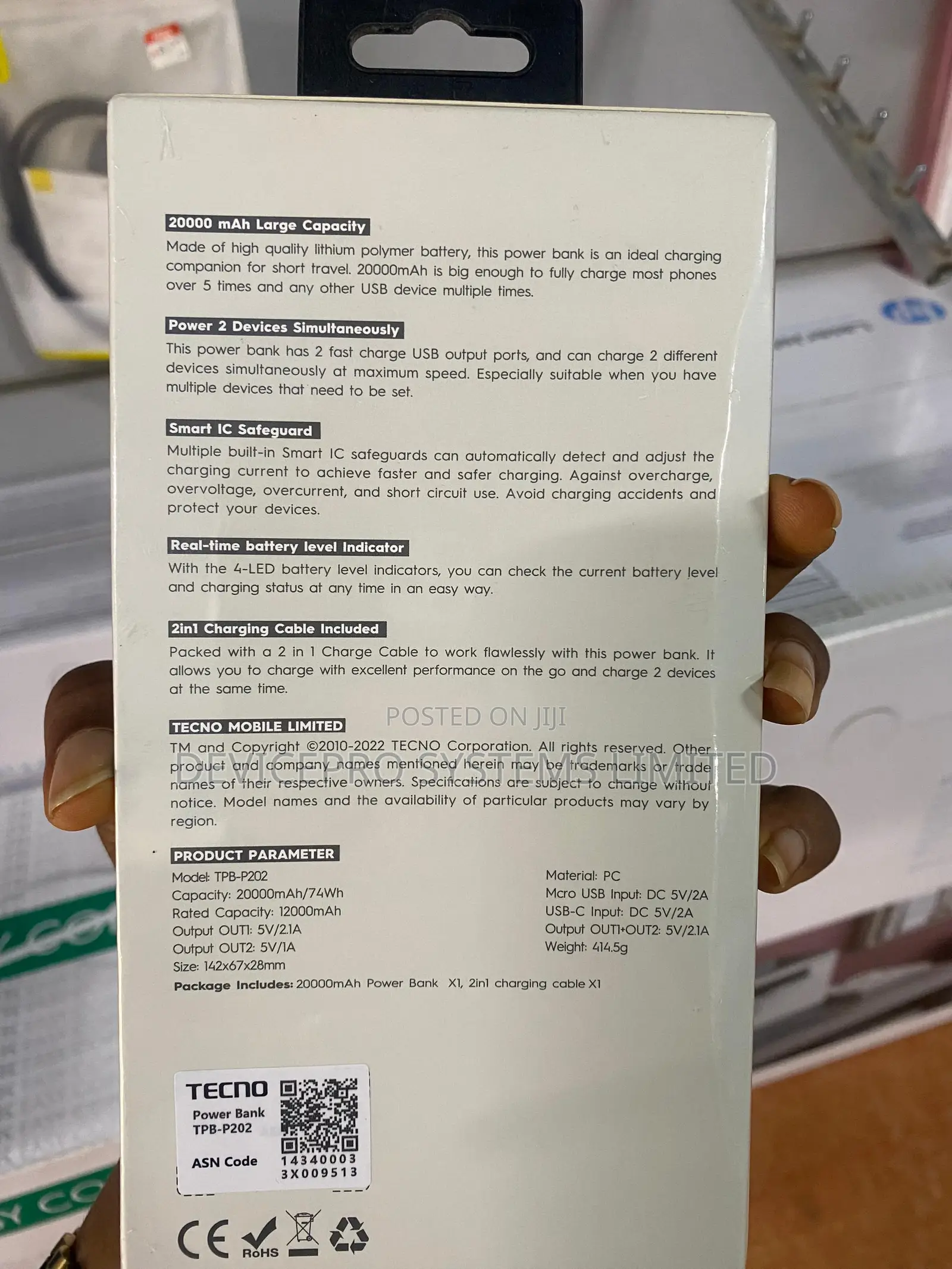 TECNO 20,000mah Power Bank