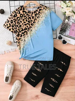 Photo - Unisex Boys Girls Skin/Blue Top Shorts Sets Ages 7 to 12