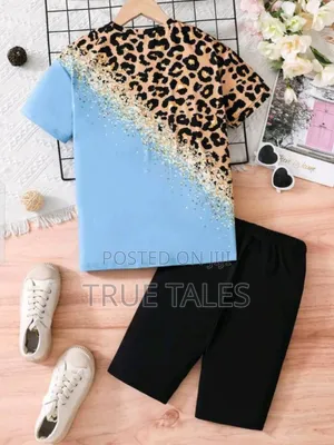 Unisex Boys Girls Skin/Blue Top Shorts Sets Ages 7 to 12