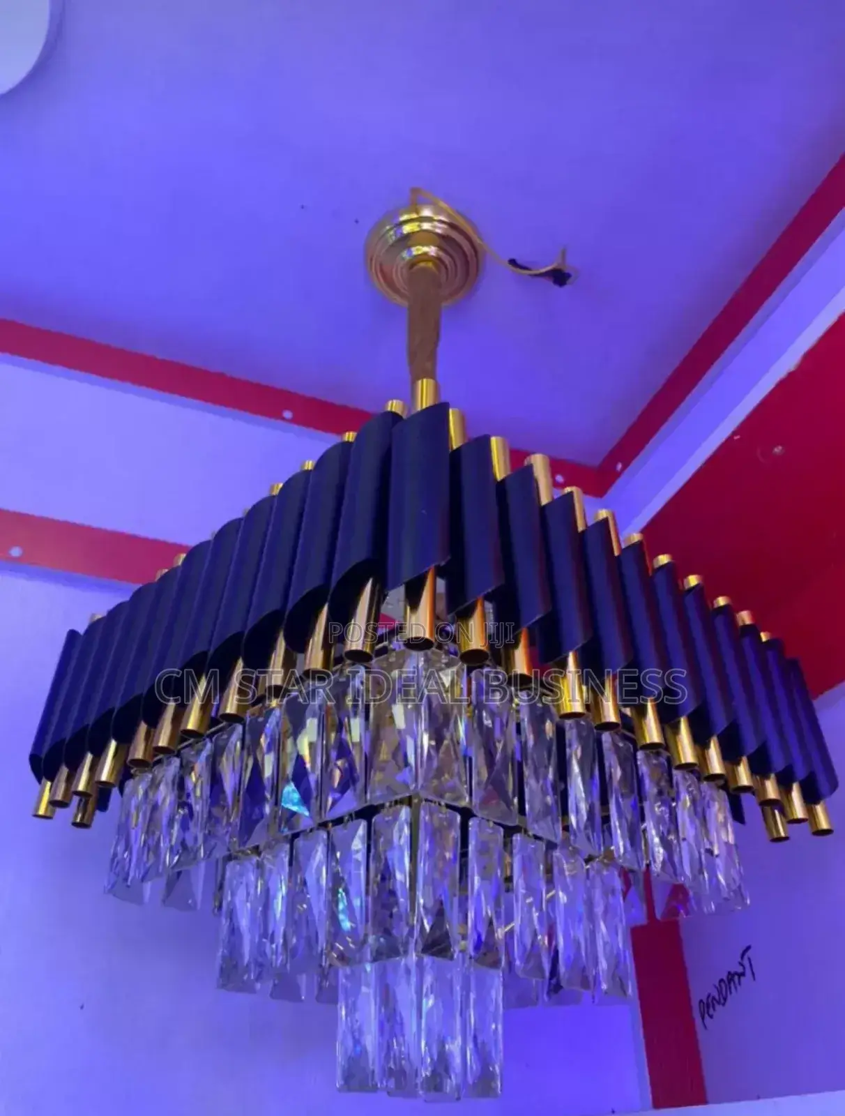 Crystal Chandelier by 800 Black and Gold