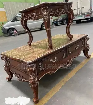 Imported Royal 4 Drawers Center Table With 2 Stools