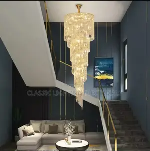 Long Crystal Chandelier for Staircase Creative Lamp Luxury