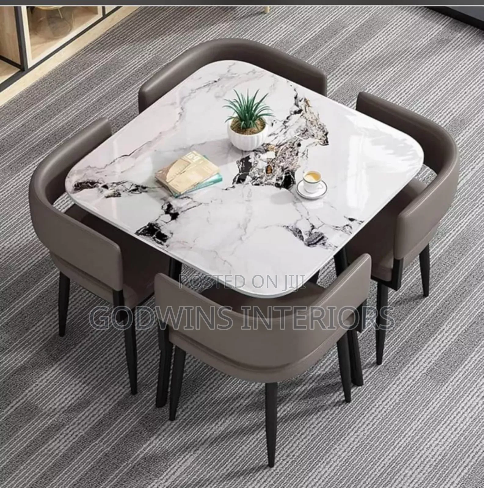 Modern Marbel Dinning Table With Four Chairs